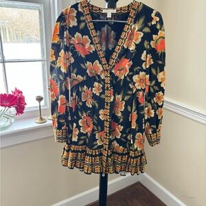 Floral Long Sleeve Mini Dress